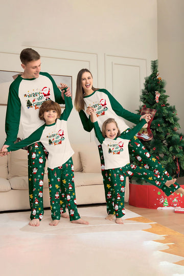 Vert foncé Noël imprimé Père Noël famille pyjama assorti